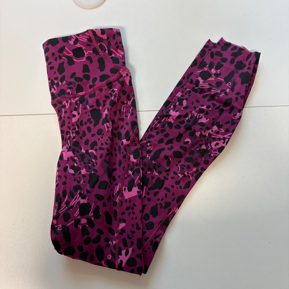 Lululemon Leggings Womens 0 Pink Black Animal Print High Rise 23 Inseam